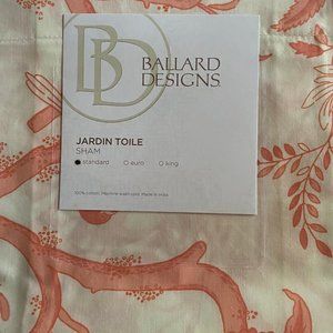 Ballard Design Coral Jardin Toile Standard Sham